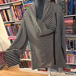 Andree Black and White Striped Top